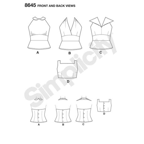 Simplicity 8645 Womens Vintage Tops