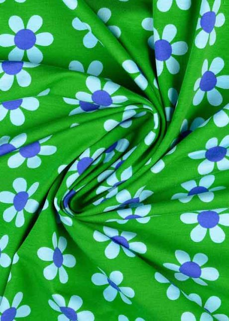 "Flower Power" stretch cotton jersey (emerald)