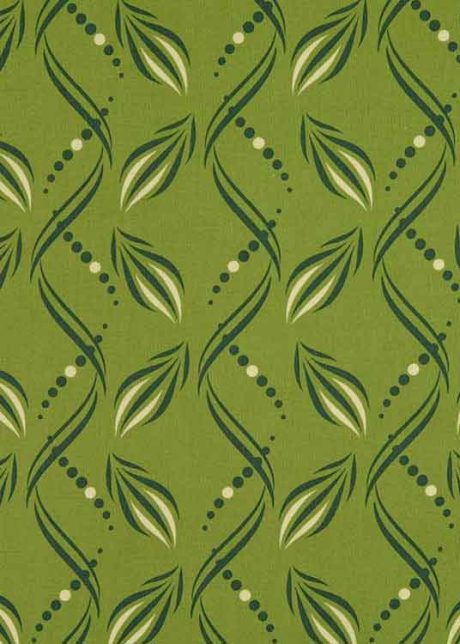 Cotton print, "Falling Leaves" (olive green)