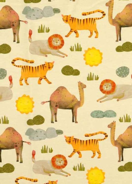 Digital printed cotton jersey (zoo animals)