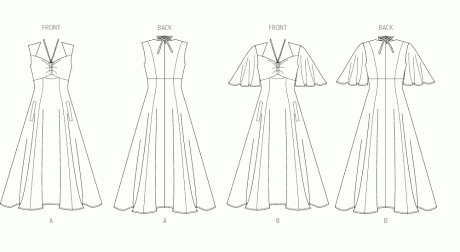 V2025 Misses' Dress with Sleeve Variations