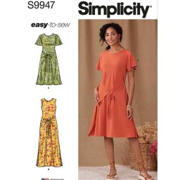 S9947 Misses' Knit Dress with Sleeve and Length Variations