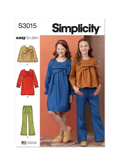 S3015 Girls' Top, Dress and Pants