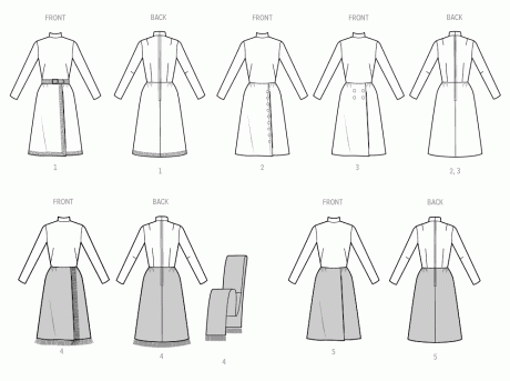 S3017 Misses' Dress with Front-Wrap Skirt and Scarf