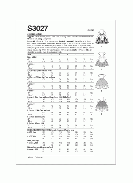 S3027 Children's Costumes