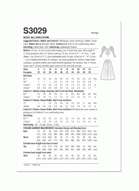 S3029 Misses' Ball Gown Costume by Raine Emery