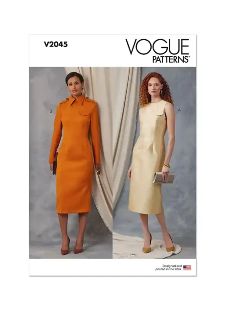 V2045 Misses' Dress with Collar and Sleeve Variations