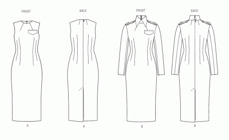 V2045 Misses' Dress with Collar and Sleeve Variations