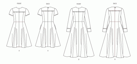 V2046 Misses' Dress with Sleeve and Length Variations