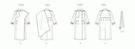 V2055 Misses' Trench Coats and Belt