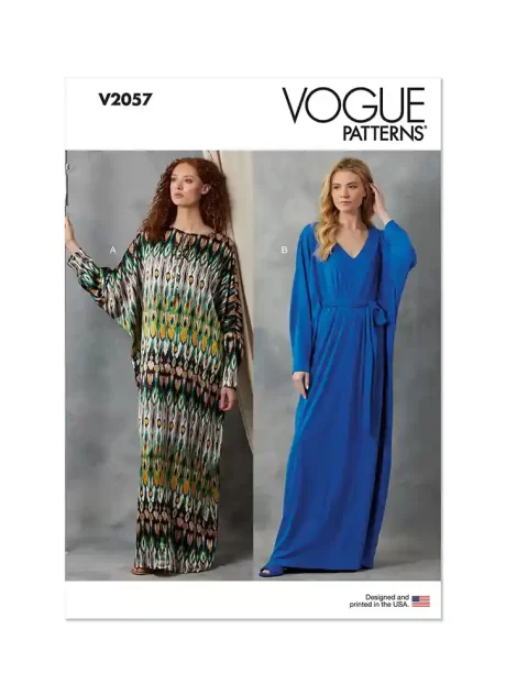 V2057 Misses' Caftans and Sash