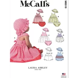 M8519 Infants' Dresses, Rompers, Panties and Hat by Laura Ashley