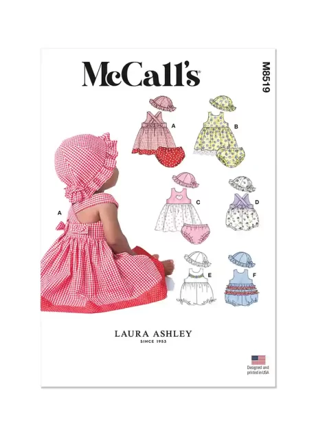 M8519 Infants' Dresses, Rompers, Panties and Hat by Laura Ashley