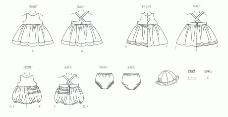 M8519 Infants' Dresses, Rompers, Panties and Hat by Laura Ashley