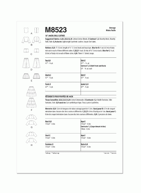 M8523 18" Doll Clothes