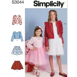 S3044 Children's and Girls' Skirts, Jacket and Knit Top