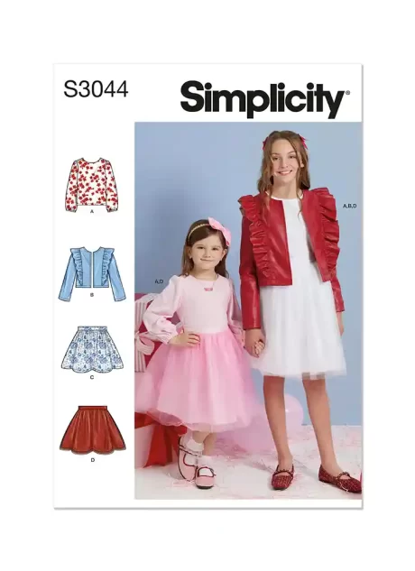 S3044 Children's and Girls' Skirts, Jacket and Knit Top