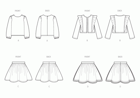 S3044 Children's and Girls' Skirts, Jacket and Knit Top