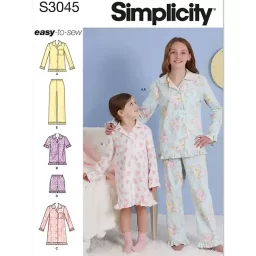 S3045 Children's and Girls' Lounge Tops, Gown, Shorts and Pants