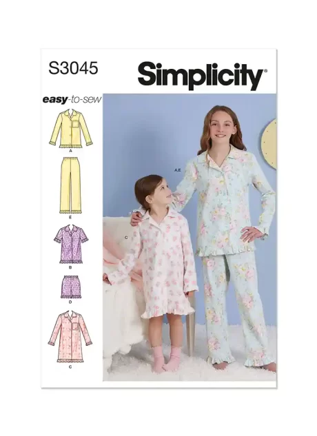 S3045 Children's and Girls' Lounge Tops, Gown, Shorts and Pants