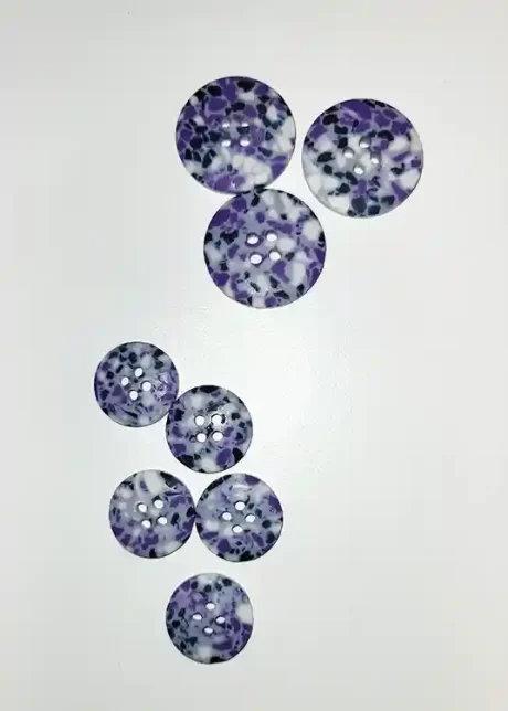 Eco-conscious scrap plastic 4-hole buttons, purple (18mm/25mm)