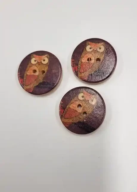 Wooden Owl buttons (30mm)