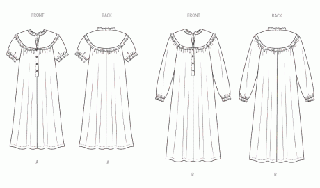 B7015 Misses' Nightgown with Sleeve and Length Variations