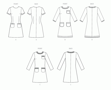 M8529 Misses' Dress with Sleeve Variations