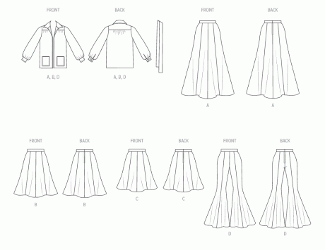 M8542 Misses' Jacket, Skirt and Pants