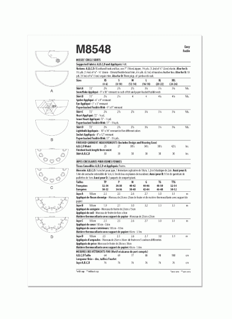 M8548 Misses' Circle Skirts