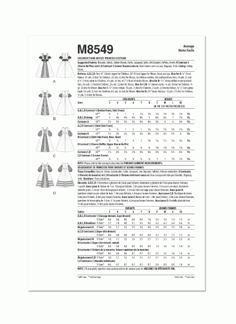 M8549 Children's and Misses' Princess Costume