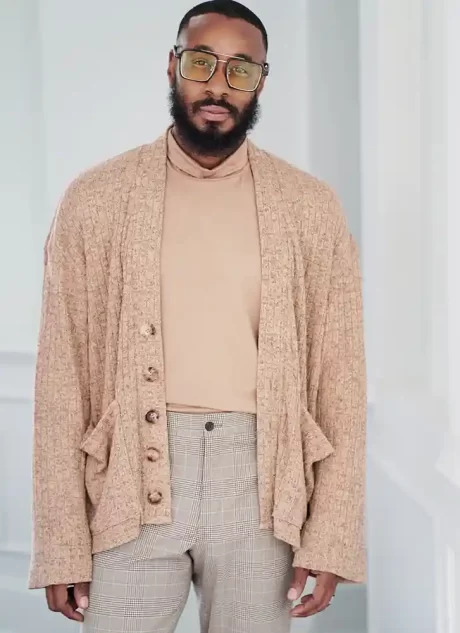 ME2105 Men's Knit Turtleneck and Cardigan by Norris Danta Ford