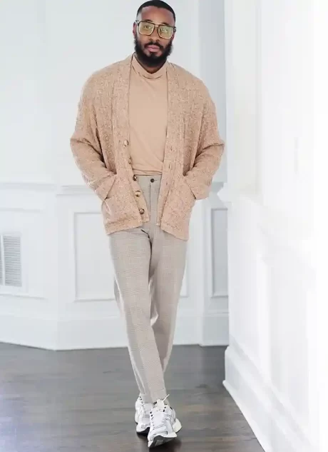 ME2105 Men's Knit Turtleneck and Cardigan by Norris Danta Ford