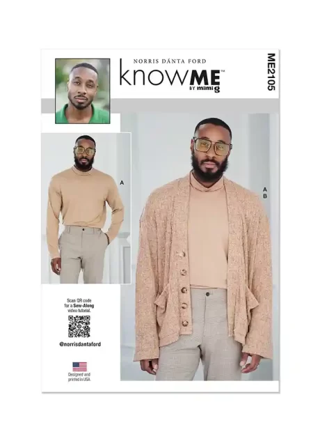 ME2105 Men's Knit Turtleneck and Cardigan by Norris Danta Ford