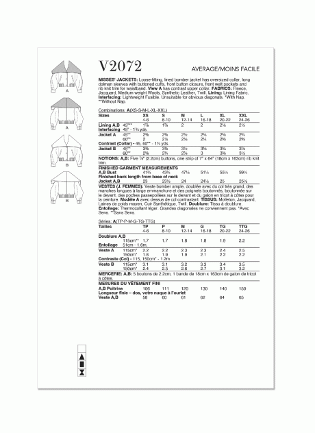 V2072 Misses' Jackets