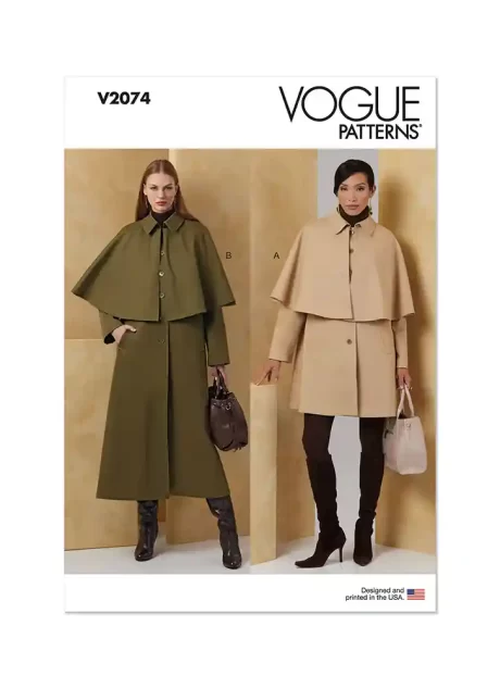 V2074 Misses' Cape Coat in Two Lengths