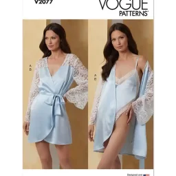 V2077 Misses' Robe with Belt and Teddy