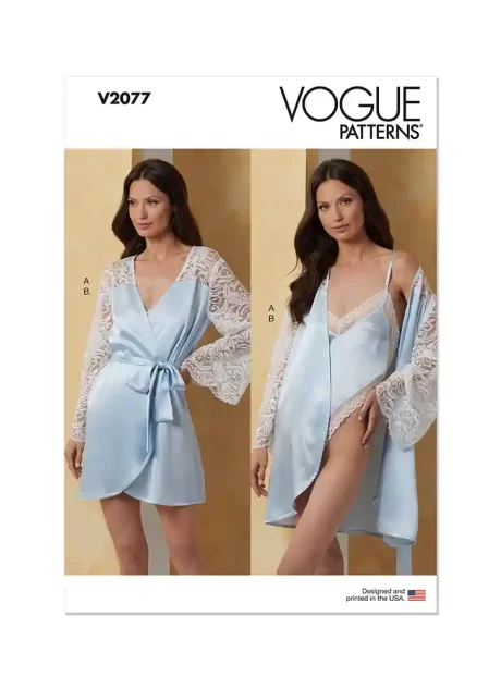 V2077 Misses' Robe with Belt and Teddy