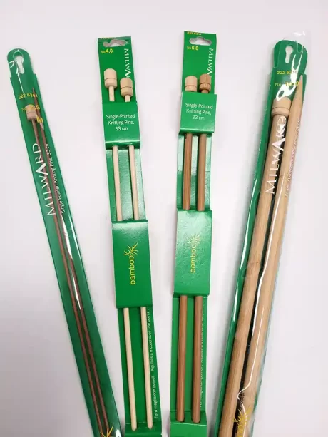 Single-ended knitting needles, 33cm (bamboo)