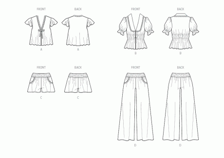 M8563 Misses' Lounge Tops, Shorts and Pants