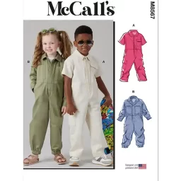 M8567 Children's Jumpsuit with Sleeve Variations